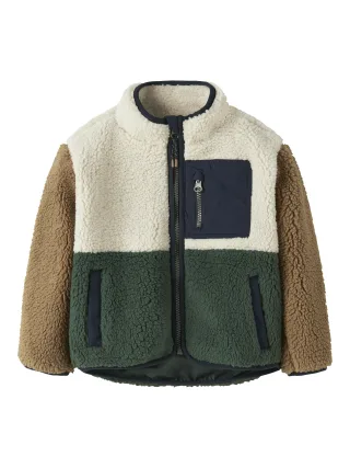 NAME IT - NMMMACEY TEDDY JACKET BLOCK NOOS Jungle Green - Gr. - 110