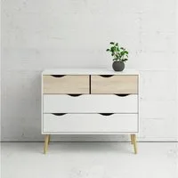 Home affaire Kommode Oslo, Aufbewahrung, Schubladenschrank, Stauraum, Sideboard mit 4 Schubladen, Vollholzbeine, Breite 99 cm, Höhe 82 cm