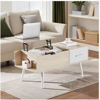 Yaheetech Couchtisch Kaffeetisch mit höhenverstellbarer Tischplatte & Schublade, Wohnzimmertisch Sofatisch Lift-Top-Design, für Wohnzimmer