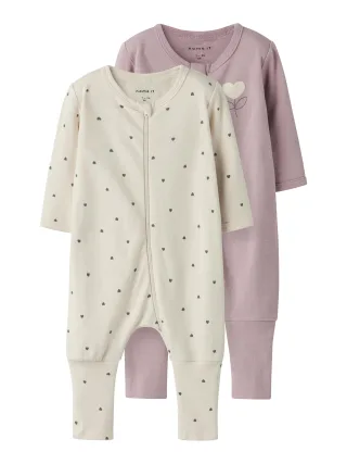 NAME IT - NBFNIGHTSUIT 2P ZIP FF HEART NOOS summer sand - Gr. - 56
