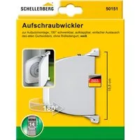 SCHELLENBERG Aufputz-Gurtwickler Aufschraubwickler für das Rollladensystem Mini, Gurtbreite 14 mm, 1-tlg., aufklappbar, mit festem Lochabstand, 155 mm, weiß oder braun