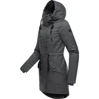 Ragwear Wintermantel Elsie Melange Wasserdichter Winterparka mit Kapuze und Teddyfleece