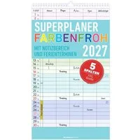 Wandkalender Superplaner Farbenfroh - 5 Spalten 2027