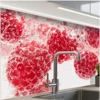 KitchenYeah Küchenrückwand Muster selbstklebend (keine Folie) Obst - Wasser - Blasen - Rot, (1-tlg), Spritzschutz, Küche, Rückwand, Küchenwand, Küchenfront, 30x20 cm