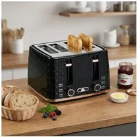 HOMCOM Toaster 4 Scheiben mit 7 Bräunungsstufen, 4 kurze Schlitze, für 4 Scheiben, 1860 W, Automatische Abschaltung, 7 Bräunungsstufen