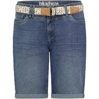 SUBLEVEL Jeansshorts mit Flechtgürtel und umgeschlagenem Saum Bermuda Shorts