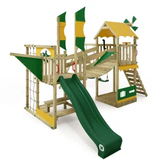 Kletterturm mit Wellenrutsche Smart Cruiser - Kinderspielturm für den Garten mit Kletterwand und Wackelbrücke für Abenteurer - Wickey