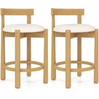 COSTWAY Barhocker Barstuhl Holz (2er Set), mit Rückenlehnen Sitzhöhe 62cm