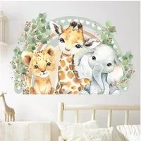 Montegoni Wandtattoo Kinder Tier Wandsticker, Wandaufkleber Deko (1 St., Gesicht Löwe Giraffe Elefant Blatt Regenbogen Wandaufkleber), Kindergarten Home Dekoration,wasserdichte abnehmbare