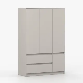 imoebel24 Drehtürenschrank, Kaschmir, Holzwerkstoff, 5 Fächer, 2 Schubladen, 120x180x50 cm, Schlafzimmer, Kleiderschränke, Drehtürenschränke