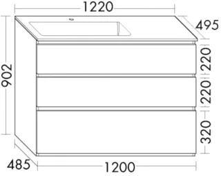Burgbad Mineralguss-Waschtisch+Waschtischunterschrank Lin20 Acryl/Lack Matt Sandorange Solid SGHY122RF6512C0037