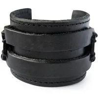 axy Lederarmband Herrenarmband Leder Armband Breit (1-tlg), Echtleder, mit Knopfverschluss in 2 Längen verschließbar, Retro-Look.