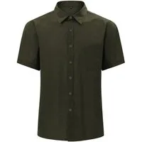 Allthemen Kurzarmhemd Herren Business Leinenhemd mit Reverskragen Kurzarm Elegant