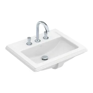Villeroy und Boch HOMMAGE Einbau-Waschtisch 710263R1 63x52,5cm, 1 Hahnloch, Überlauf, weiß ceramicplus