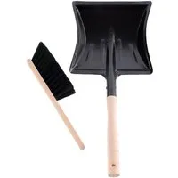 Garronda Reinigungsbürsten-Set Kehrschaufel Metall mit Holzgriff Set mit Handbesen GD-0010, (Kehrschaufel Metall/Holz und Handfeger Set, 1-tlg)