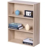 relaxdays Bücherregal mit verstellbaren Böde, Eiche, 3 Ebenen