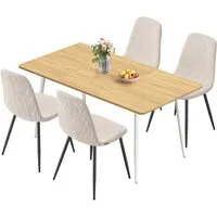VASAGLE Essgruppe Esstisch mit 4 Esszimmerstühlen, (5-tlg., Esstisch mit 4 Esszimmerstühlen), für 4-6 Personen, schneller Aufbau, verstellbare Füße, pflegeleicht