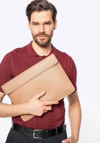 Wittchen Herren-Laptoptasche (13 Zoll) aus Kunstleder, Beige