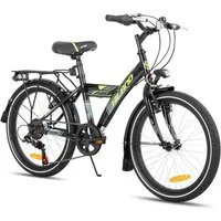 HILAND Kinderfahrrad Sentry+ 20 24 Zoll Mountainbike, MTB für Kinder Jungen Mädchen, mit 6 Gang Schaltung, Gepäckträger, Kotflügel, Fahrradklingel,V Bremse