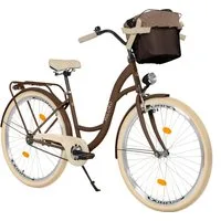 Milord Cityrad Damenfahrrad Citybike Mit Metallkorb Fahrrad 26/28 Zoll 1-Gang Braun, 1 Gang, (Fahrradständer, Gepäckträger, Klingel, Korb, Kotflügel)