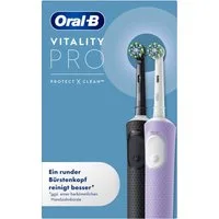 Oral-B Elektrische Zahnbürste Oral-B Vitality Pro, Aufsteckbürsten: 2 St., Doppelpack mit 2 Aufsteckbürsten, 3 Putzmodi für Zahnpflege, Designed by Braun, schwarz/lila
