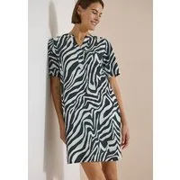 CECIL Sommerkleid Split Neck, abstrahierter Zebraprint, Viskosemix, Sommerkleid