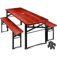 KESSER Bierzeltgarnitur 3 teiliges-Set, Festzeltgarnitur, 170cm, Klappbar, 2x Bierbank, 1x Biertisch, Bodenschoner