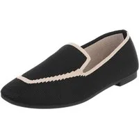 Ital-Design Atmungsaktiver Slipper für Damen – Komfort und Stil Slipper (91261210) Blockabsatz Mokassins in Schwarz