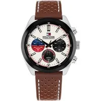 Tommy Hilfiger Chronograph Hudson 1710765, Quarzuhr, Armbanduhr, Herrenuhr, Lederarmband, analog, Stoppfunktion