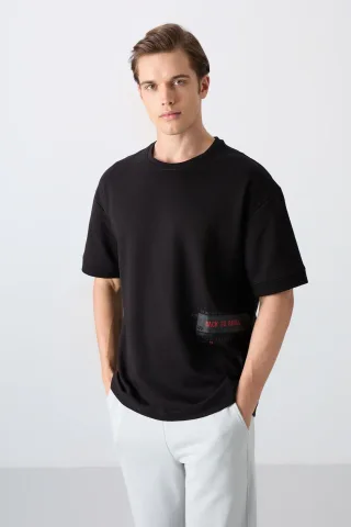 Übergrößen-Cotton-Mix Rundhals-T-Shirt