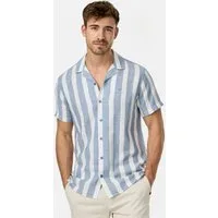 Indicode Kurzarmhemd Herren INBravida Herrenhemd Kurzarm aus einem leichtem Leinenmix, mit Button-Down-Kragen