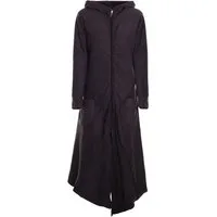 Vishes Langmantel Fleece Übergangsmantel im asymmetrischen Lagenlook mit Kapuze Alternative Bekleidung, Ethno, Hippie, Retro Style