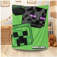 Kinderdecke Minecraft Gamer Decke, Polyester, 100x150 cm Creeper Design, Minecraft