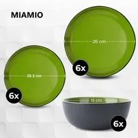 MiaMio Kombiservice Tafelservice 18tlg Geschirrset 6 Personen Kombiservice Keramik - Grün (18-tlg), 6 Personen, Steingut, 18 Teile, für 6 Personen