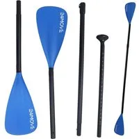 24Move Doppelpaddel, Premium Stand Up Paddle Aluminium, verstellbar, 4-teilig SUP-Paddel, (2 in 1 Paket, als Einzelpaddel oder Doppeltes Paddel, blau), für Paddelboards, Kajakboot und Ruderboot, universell einsetzbar