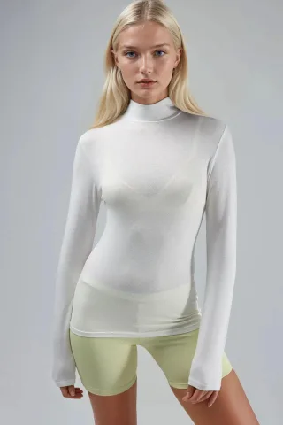 Slim Fit Halbhochkragenbluse