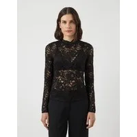 Y.A.S Langarmshirt YASLACEY LS LACE TOP S. NOOS Materialmix, slim fit