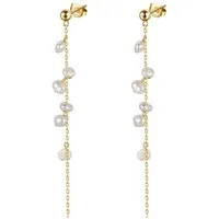 Runde Perlé Perlenohrringe "Lena" minimalistische Hängeohrringe, Zweig mit Beeren, handgefertigte Ohrringe, Süßwasserperlen, 925er Silber, 18K Gold