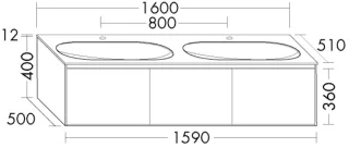 Burgbad Glas-Doppelwaschtisch+Waschtischunterschrank rc40 Solid/Lack Matt Sandorange Solid SGAV160F6531A0074
