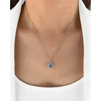 DANIEL CLIFFORD Kette mit Anhänger 'Inara' Damen Halskette Silber 925 Kristall Anhänger Tropfen blau (inkl. Verpackung), größenverstellbare Silberkette 45cm, tropfenförmiger Anhänger blau