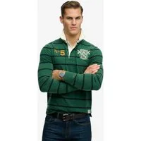 Superdry Langarmshirt DOUBLE EMBLEM STRIPE RUGBY aus Baumwolle und Single Jersey, Relaxed Fit, gestreifte Optik