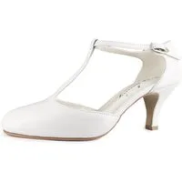 White Lady 851 offwhite Leder Brautschuhe mit T-Steg T-Strap Pumps