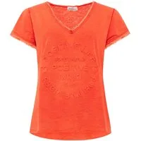 Zwillingsherz T-Shirt "Positive Mind" Fransen, V-Ausschnitt