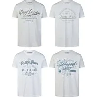 riverso T-Shirt Herren Printshirt RIVLeon Regular Fit (4-tlg) Kurzarm Tee Shirt mit Rundhalsausschnitt aus 100% Baumwolle