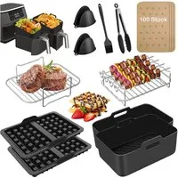 SURFOU Backform Heißluftfritteuse zubehör Waffelformen für Ninja15-teilig BPA-frei, (für Ninja Foodi AF300EU AF400EU 7,6L-9,5L und die meisten Dual Zone Heißluftfritteusen, 304Edelstahl, BPA-Frei, Lebensmittelechtes Silikon, Silikonformen, Waffelform