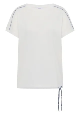 CECIL - T-Shirt mit Boat Neck und Leo-Piping vanilla white - Gr. - XXL