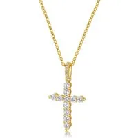 LuxusKollektion Kreuzkette Kreuz Kette Damen Silber mit Anhänger Halskette CZ Gold