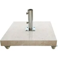anndora Plattenständer Sonnenschirmständer eckig 70kg Marmor + Flanschrohr (Komplettset), für Stöcke bis Ø 15 mm
