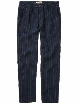 Mey & Edlich Herren Bin-so-frei-Chino Blau 100 % Leinen