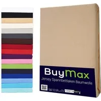 Buymax Spannbettlaken Buymax Jersey aus 100% Baumwolle, Jersey, Gummizug: Rundumgummi, (1 Stück), Pflegeleicht und Atmungsaktiv in Verschiedenen Farben und Größen